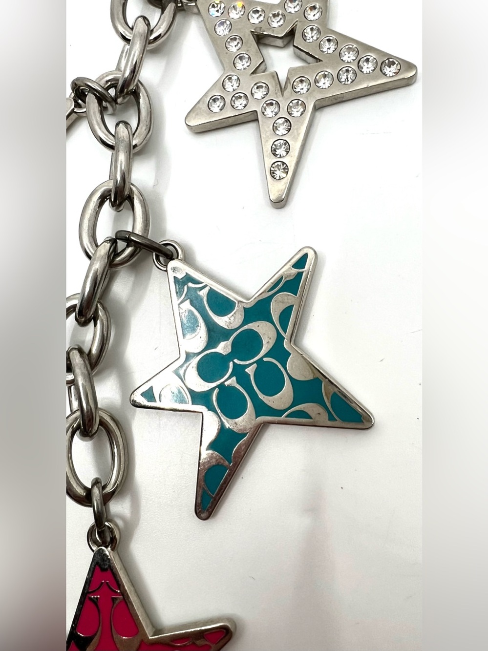 Coach Large Star Keychain Silver Tone Dangle Rhinestone Bag Charm Keychain Y2K - Picture 3 of 14
